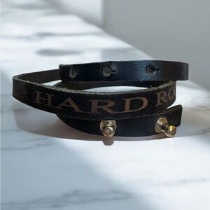 Hard Rock Cafe Black Leather Wrap Bracelet